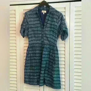 Porridge Anthropologie Hilda Shirtdress - Blue & White Scribble Stripe - Size 6